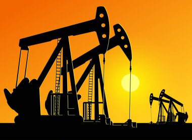 günbatımı üzerinde yağ pompaları