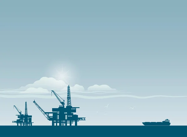 Derrick oleju w morze — Wektor stockowy