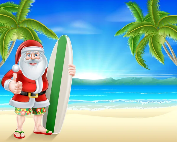 Tropikalnej plaży Santa — Wektor stockowy