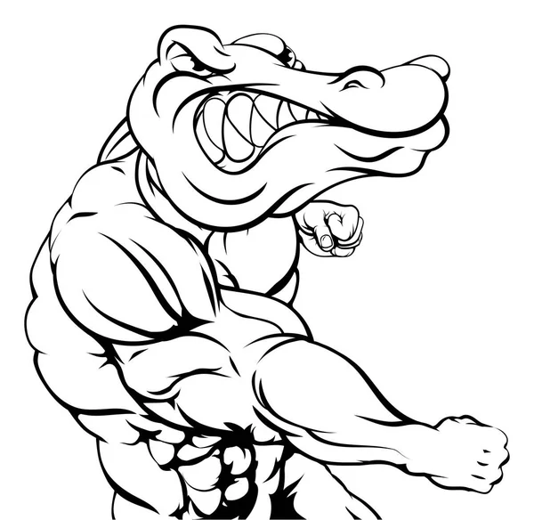 Combate a mascote crocodilo ou jacaré — Vetor de Stock