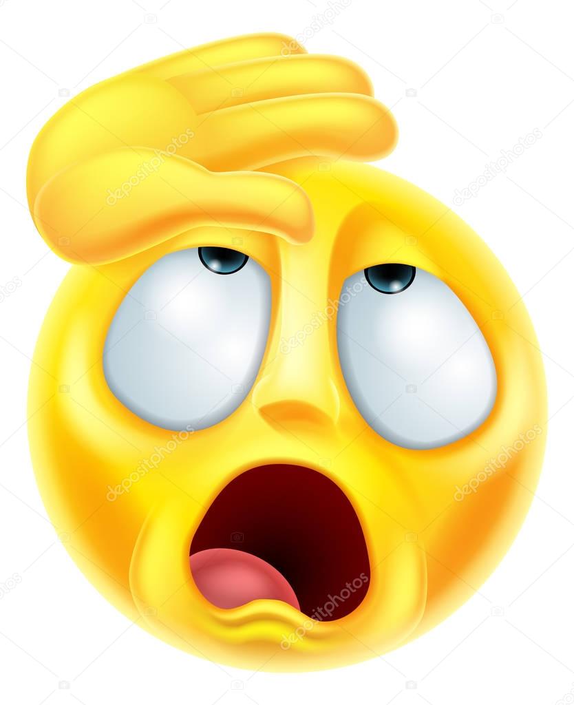 A cartoon fainting melodramatic emoji emoticon character