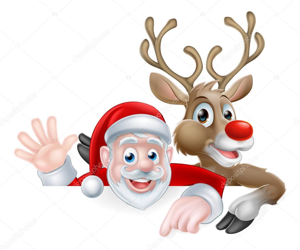 Santa and Reindeer Christmas Illustration