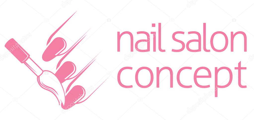Nail bar technician, nail or salon manicurist concept of a nail being painted with a brush