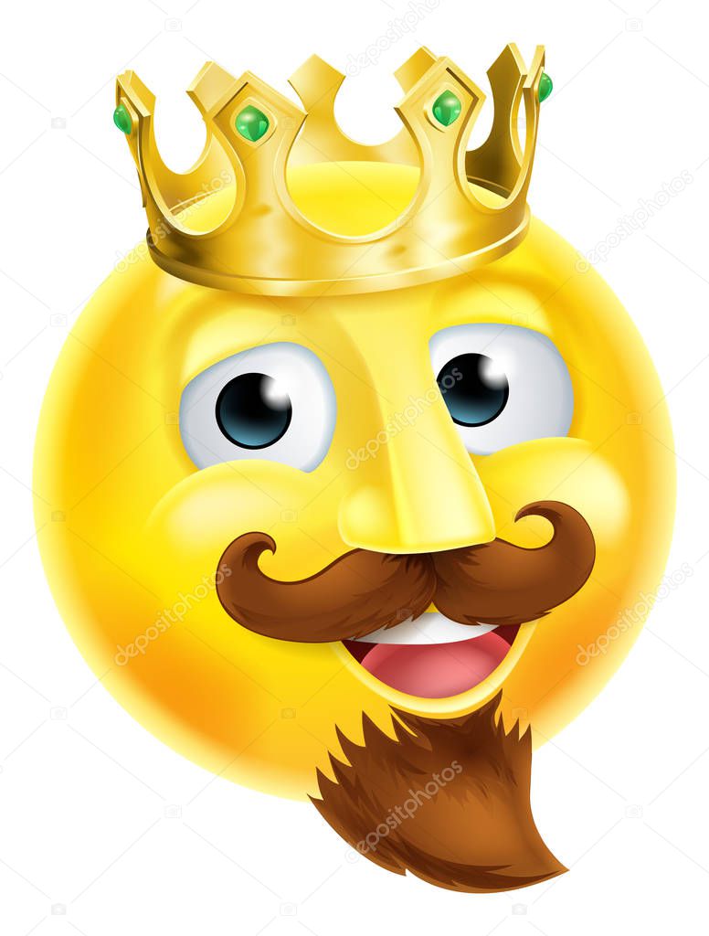 A cartoon king emoji emoticon character with a gold crown and a beard