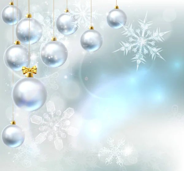 Boże Narodzenie bombki płatki śniegu tło — Wektor stockowy