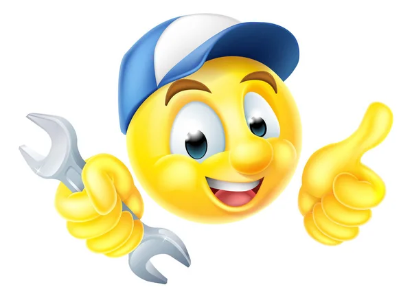 Mechaniker klempner schlüssel emoticon emoji — Stockvektor