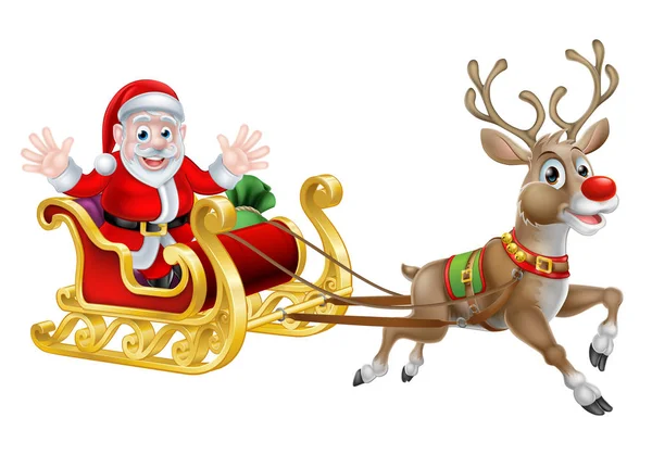 Santa Navidad trineo — Vector de stock