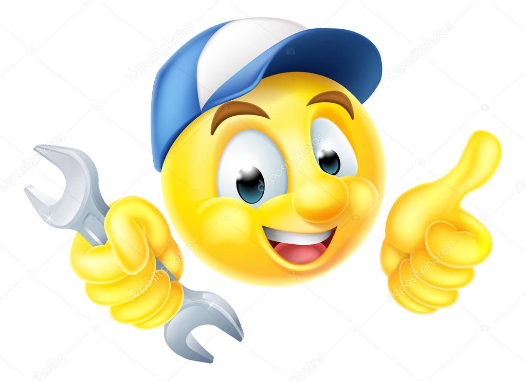 Mecanicien plombier clé émoticônes Emoji — Image vectorielle Krisdog