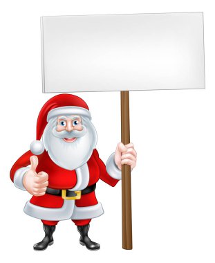 Bir işaret tutan karikatür Santa