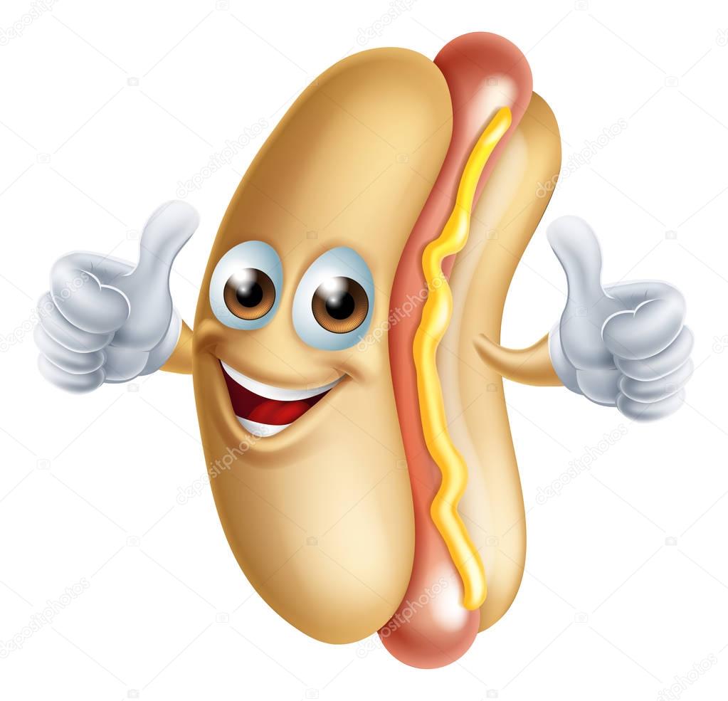 A fun happy hotdog man giving thumbs up