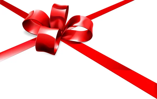 Arco rosso e nastro regalo sfondo — Vettoriale Stock
