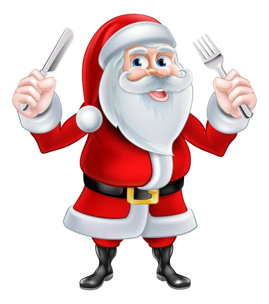 Bıçak ve çatal Santa — Stok Vektör