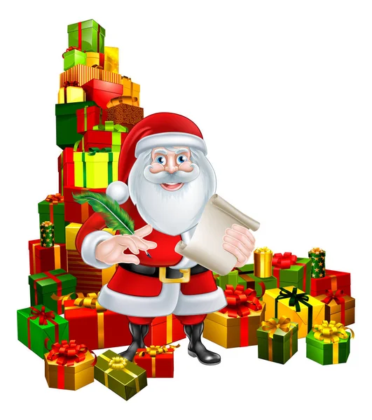 Santa a seznam dárků — Stockový vektor