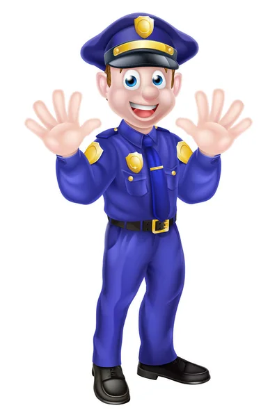 Cartoon Policeman Waving — Stock Vector