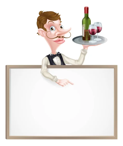 Wine Waiter Sign — Stock Vector
