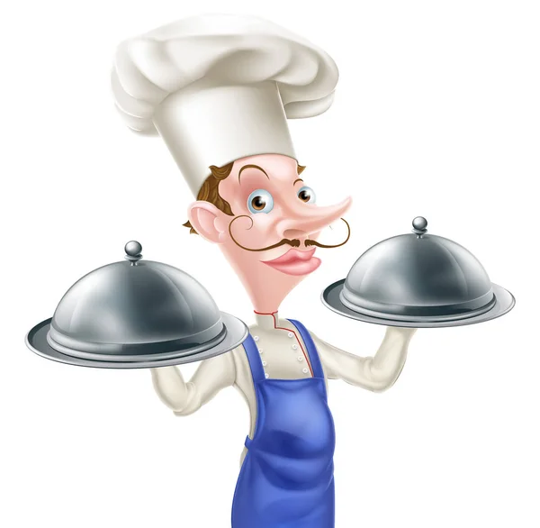 Platter Chef Cartoon — Stock Vector