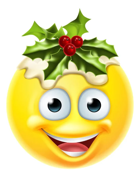 Christmas Pudding Emoticon Emoji — Stockvector