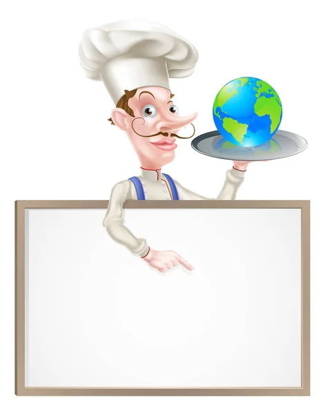 World Globe Chef Sign — Stock Vector