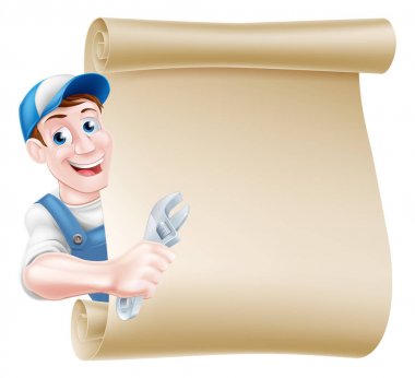 Çizgi film Adam tesisatçı makinist