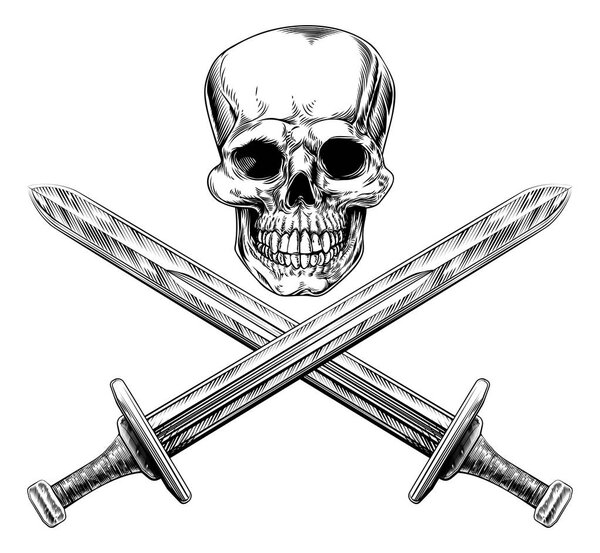 Знак пирата черепа и мечей
