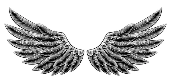 Vintage woodcut wings — Stock Vector