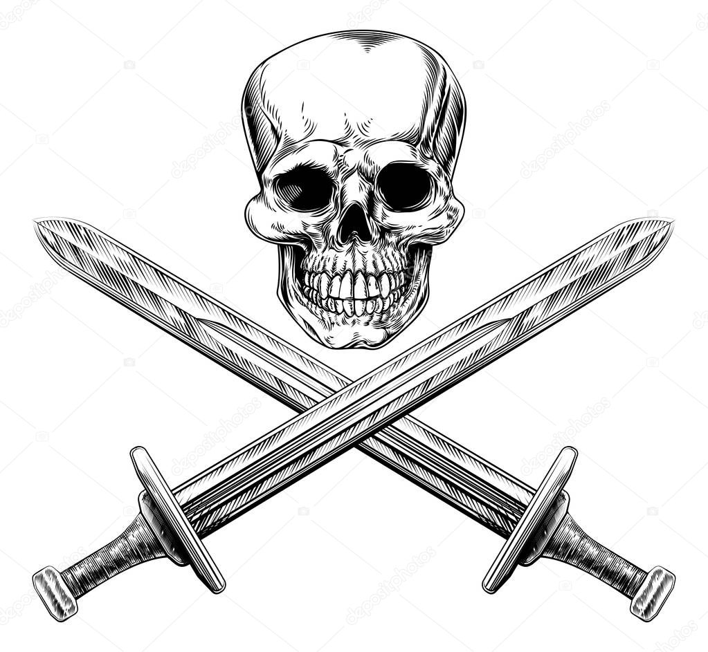 Skull and Swords Pirate Sign