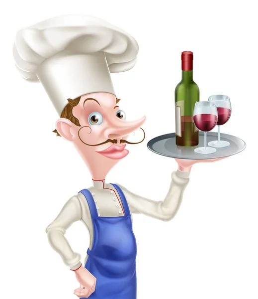 Cartoon Chef vino — Vettoriale Stock