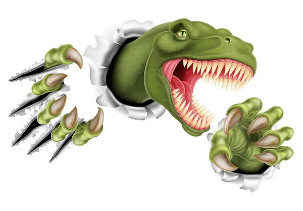 T Rex garras de dinosaurio rasgando — Vector de stock