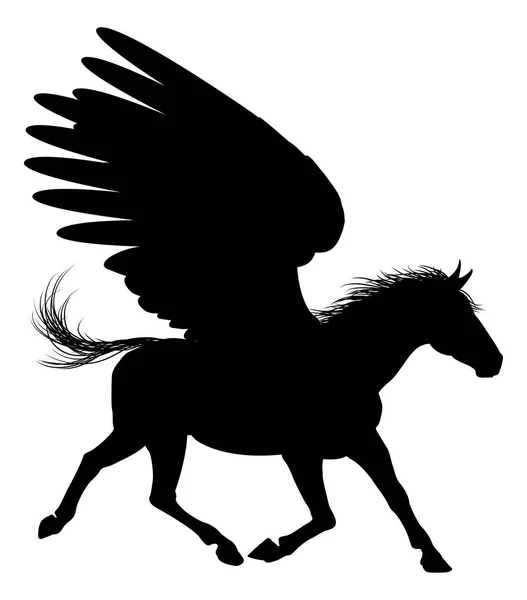 Silueta de caballo Pegaso alado — Vector de stock