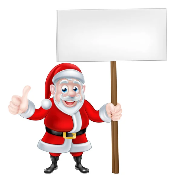 Kreskówka Santa robi Thumbs Up trzymając znak — Wektor stockowy