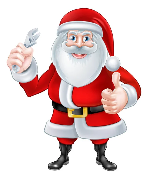 Cartoon Santa houden een Spanner — Stockvector