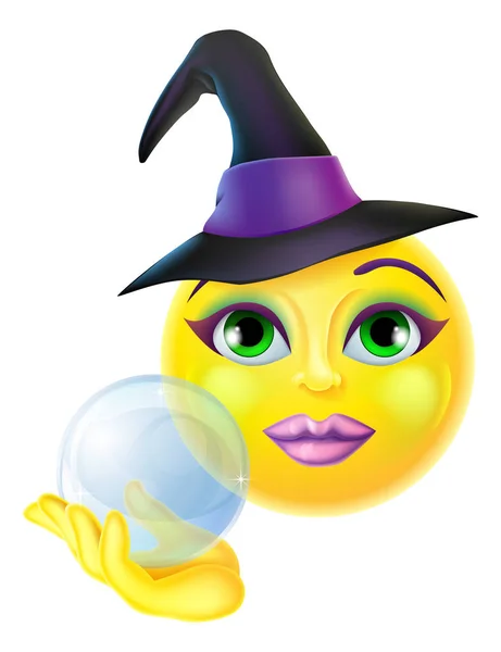 Halloween Witch Emoticon Emoji — Stock Vector