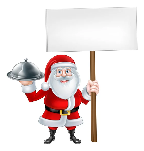 Cartoon Babbo Natale piatto segno — Vettoriale Stock