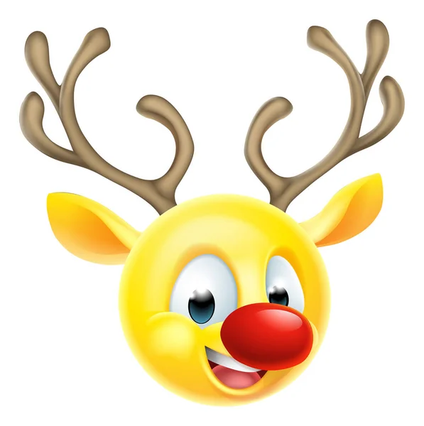 Renna di Natale Emoticon Emoji — Vettoriale Stock