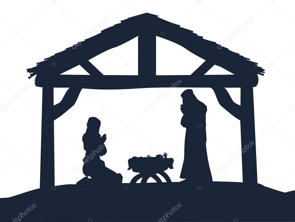 Christian Nativity Christmas Scene Silhouettes