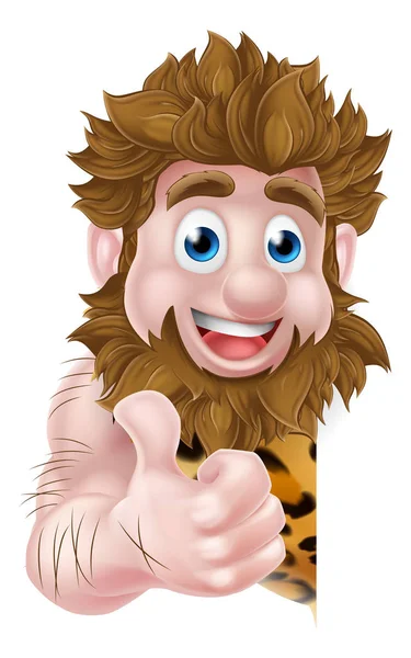 Cartoon Caveman sinal — Vetor de Stock