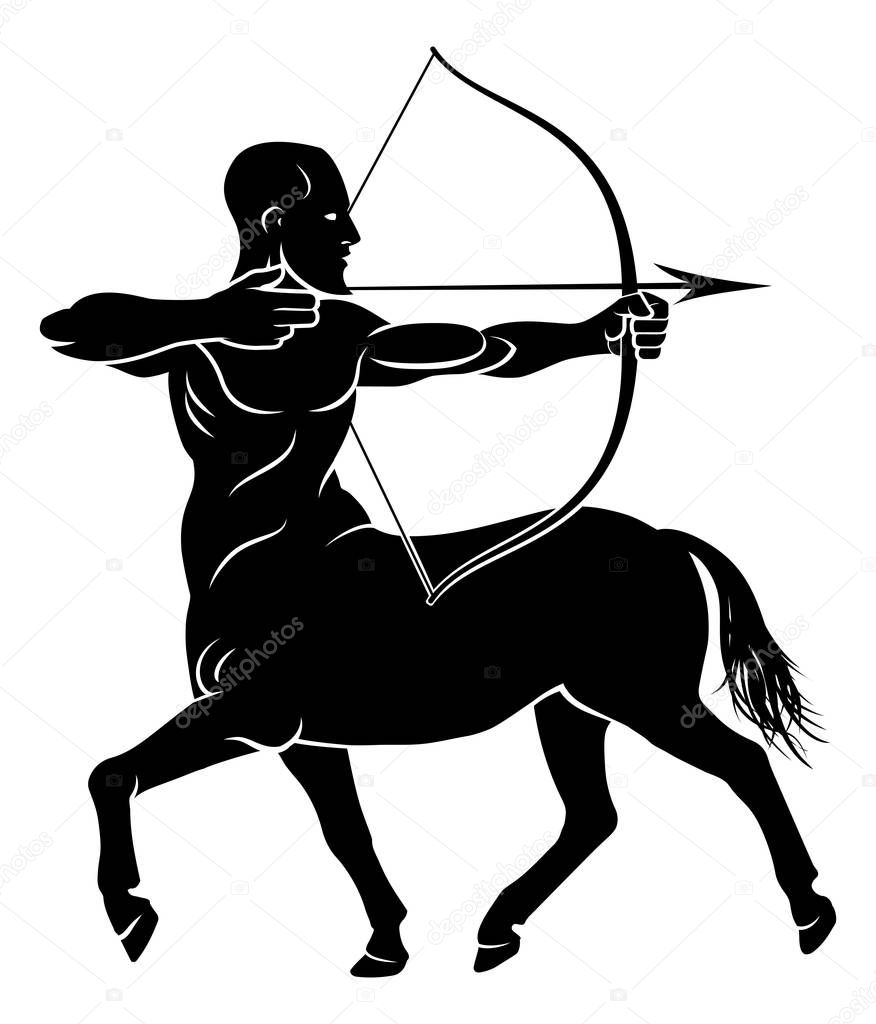 Archer centaur half horse half man character holding a bow and arrows