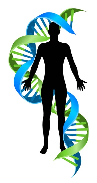 Dubbele Helix DNA Chromosoom Strand menselijke figuur — Stockvector