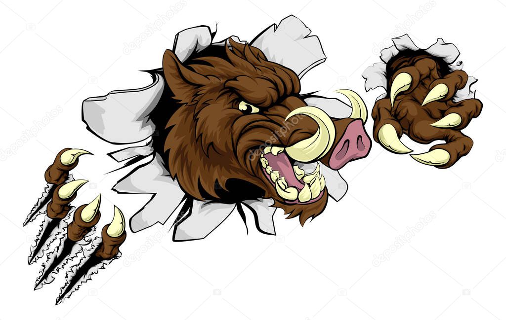 Mean Boar Warthog Razorback Mascot