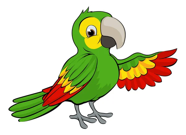 Green Cartoon Parrot — Stock Vector