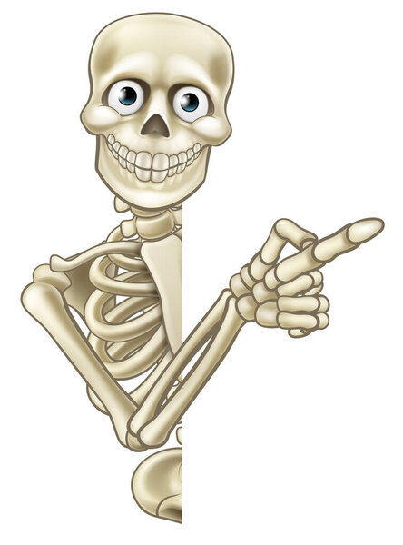 Cartoon Pointing Skeleton