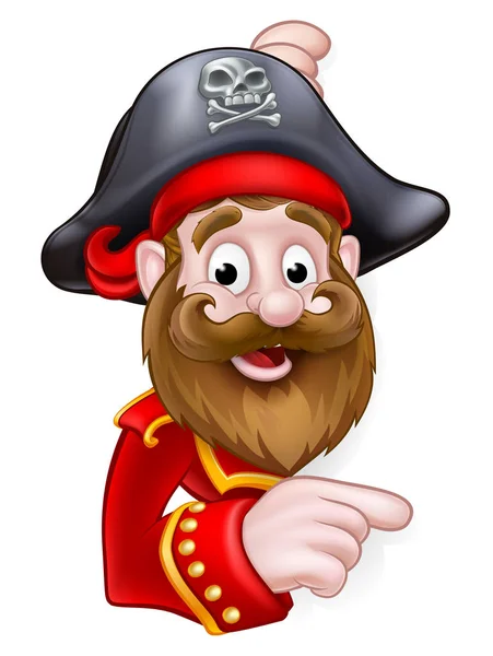 Cartoon piraat gluuren en wijzen — Stockvector