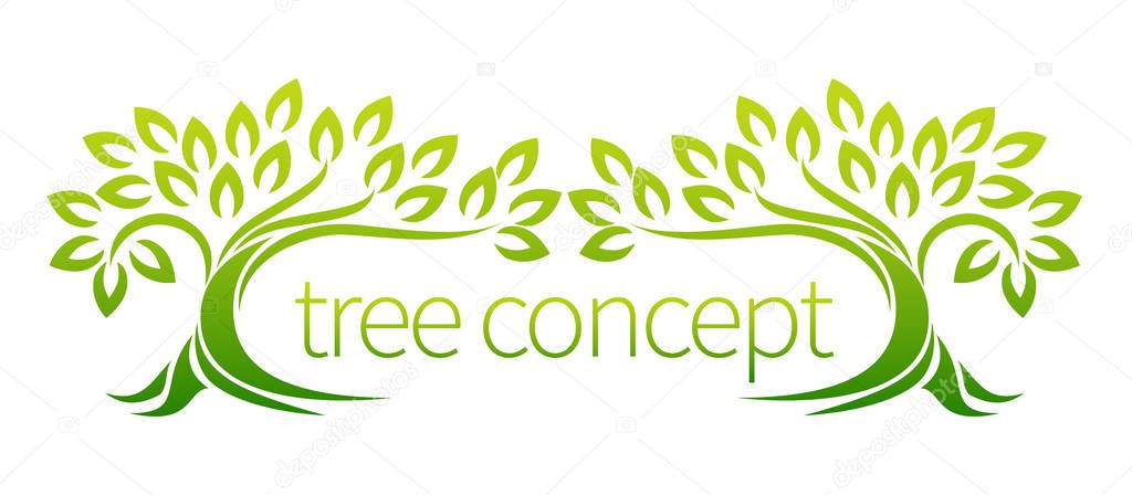 Tree icon concept of a stylized trees with leaves, lends itself to being used surrounding text