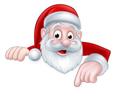Çizgi film Noel Baba Aşağıya bakıyor.