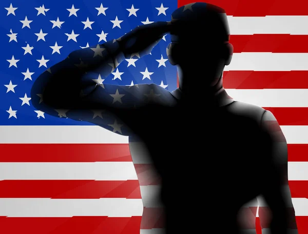 Βετεράνοι Ημέρα Silhouette Στρατιώτης Χαιρετισμός — Διανυσματικό Αρχείο
