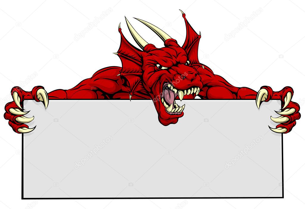 Red Dragon Sports Mascot Sign