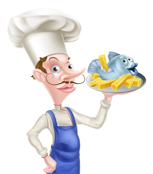 Chef Fish and chips — Image vectorielle