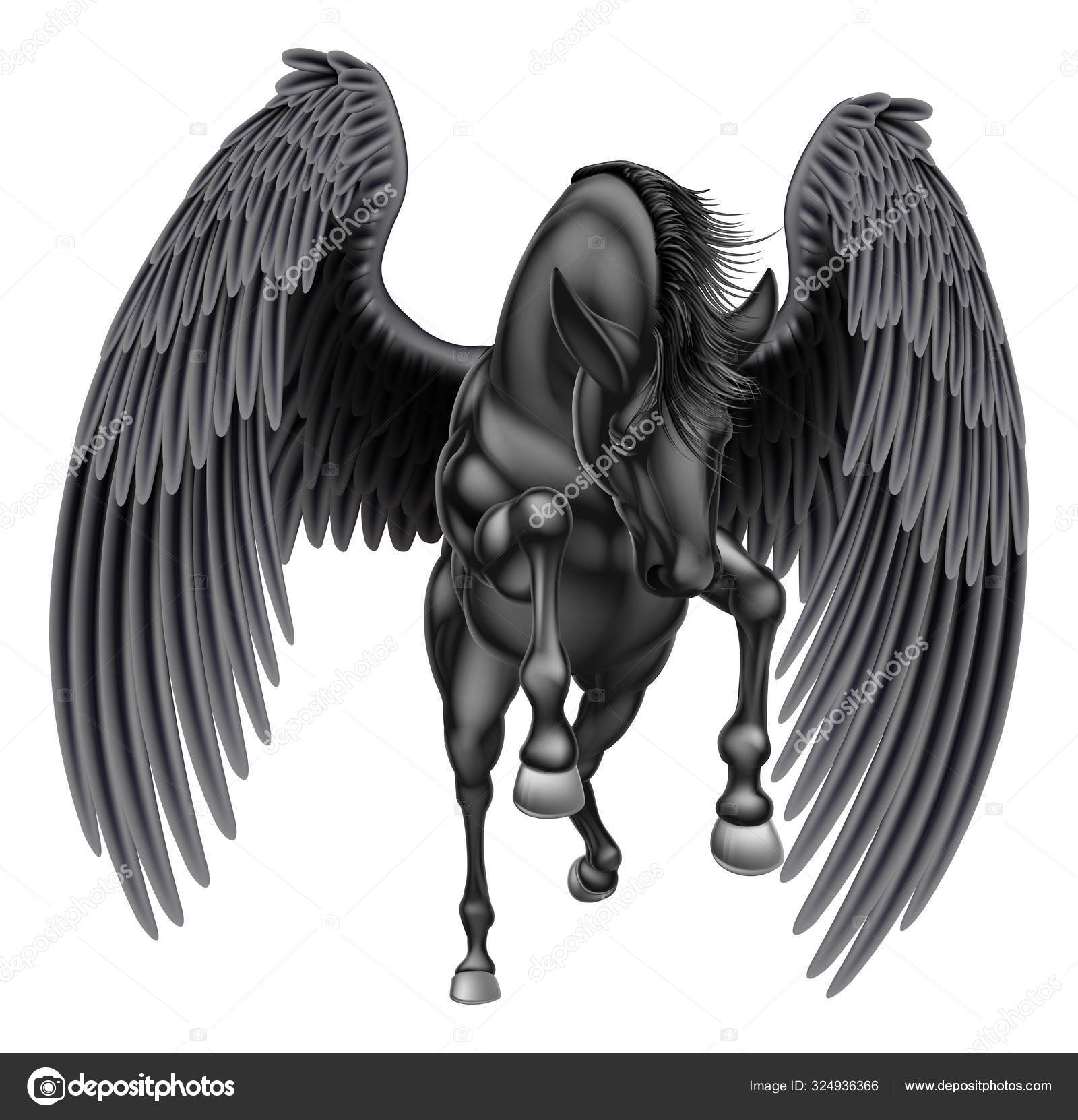 Black Pegasus Winged Horse Stock Vector by ©Krisdog 324936366