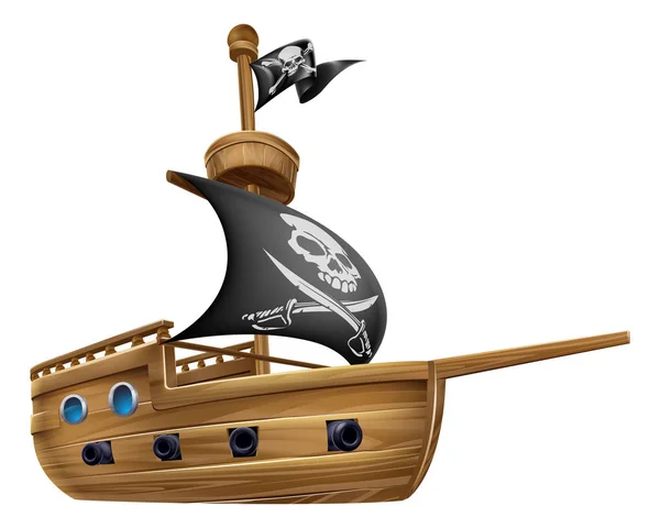 Pirate schip cartoon — Stockvector