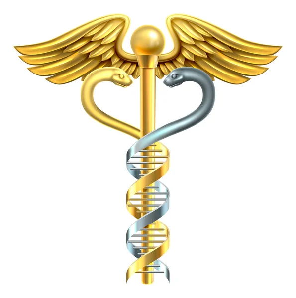 Dna Double Helix Caduceus Concept — Vettoriale Stock